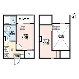 フォルゴーレ2 1Kの間取図画像