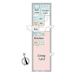 名古屋市営名城線 東別院駅 徒歩3分の賃貸マンション 5階ワンルームの間取り