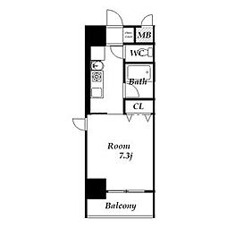 リヴェール白壁 1Kの間取図画像