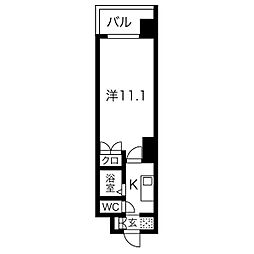 プログレッソ岩塚 1Kの間取図画像