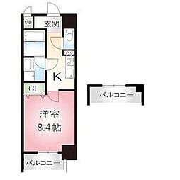 名古屋市営名城線 上前津駅 徒歩5分の賃貸マンション 5階1Kの間取り