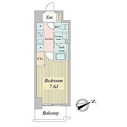 リバーコート砂田橋2 1Kの間取図画像