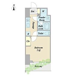 WESTIN上前津 1Kの間取図画像