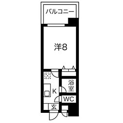 名古屋市営東山線 池下駅 徒歩4分の賃貸マンション 5階1Kの間取り