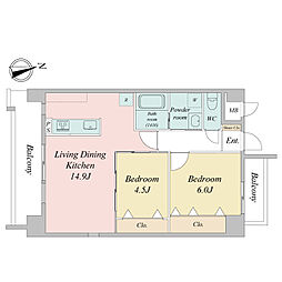 BERG大須 2LDKの間取図画像
