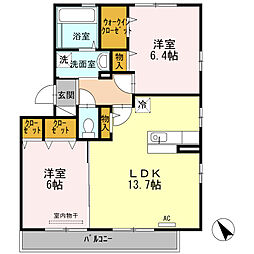 リラッサンテ3 2LDKの間取図画像
