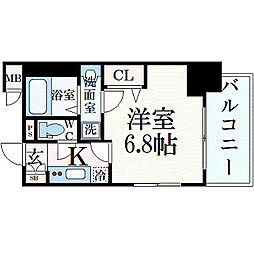 プレサンス広小路通パルス 1Kの間取図画像
