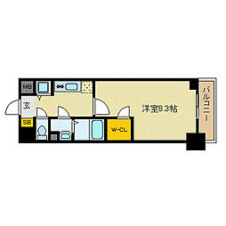 プレサンス栄ライズ 1Kの間取図画像
