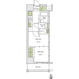 ザ・パークハビオ名古屋松原 2Kの間取図画像
