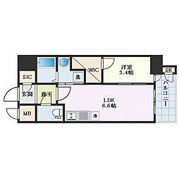 エステムコート名古屋新栄4ネスト 1DKの間取図画像