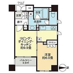アップルパレス丸の内 1LDKの間取図画像