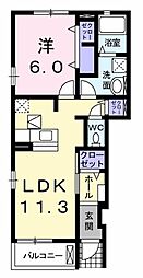 シャロームT 1LDKの間取図画像