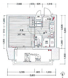 プレサンス覚王山D-Style2 1Kの間取図画像