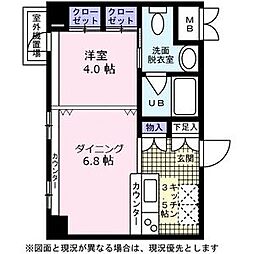 KDXレジデンス東桜1 1DKの間取図画像