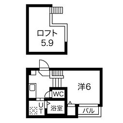 ソアレ大曽根 1Kの間取図画像