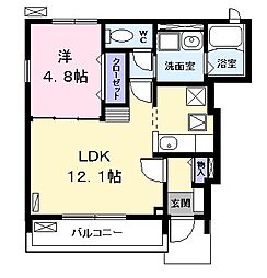 クラージュ 1LDKの間取図画像