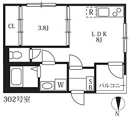 ハーモニーテラス八代町2 1LDKの間取図画像