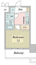 パークフラッツ金山 1Kの間取図画像