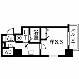 ザレジデンス志賀本通 1Kの間取図画像
