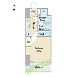 WESTIN上前津 1Kの間取図画像