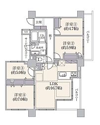 ヴィルヌーブタワー横浜・関内 4LDKの間取図画像