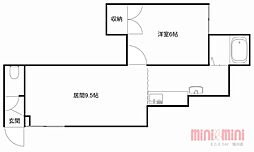 マンションおかひさ 1DKの間取図画像