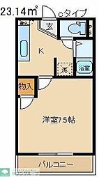 パシフィックハイツB 1Kの間取図画像