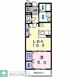 サンガーデン・ツヴァイ 1LDKの間取図画像
