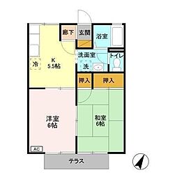 セジュールくらがの 1階2Kの間取り