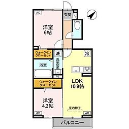 カサ・ルーナ 1階2LDKの間取り