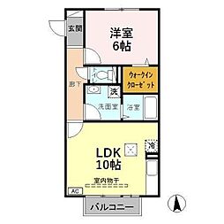 クローリス 1階1LDKの間取り