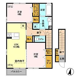 ケイ・ダビッドソン 2階2LDKの間取り