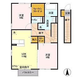 セント・レーク 2階2LDKの間取り