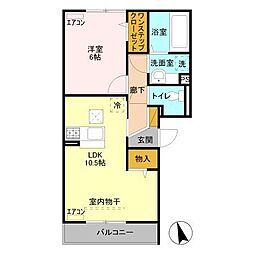 ラフェリア 1階1LDKの間取り
