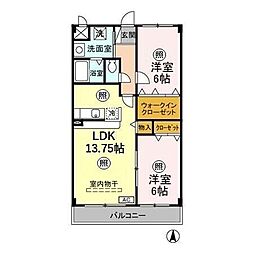 Ａｖｅｎｉｒ Ｃｉｅｌ 3階2LDKの間取り