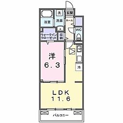 クラール　今泉 1階1LDKの間取り