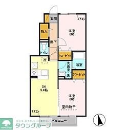 サンモールA 2DKの間取図画像