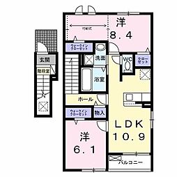 モルト・フェリーチェＢ 2階2LDKの間取り