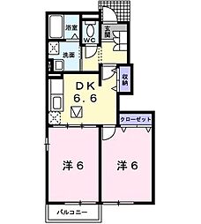 メゾンエスポールII　Ｃ 1階2DKの間取り