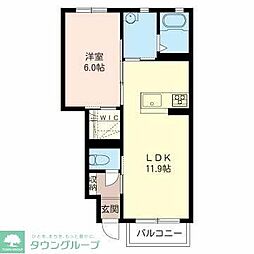 ベルビューB 1LDKの間取図画像