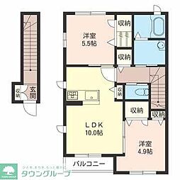 ワイズガーデンA 2LDKの間取図画像