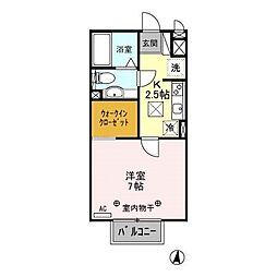 JR上越線 高崎問屋町駅 徒歩29分の賃貸アパート 1階1Kの間取り