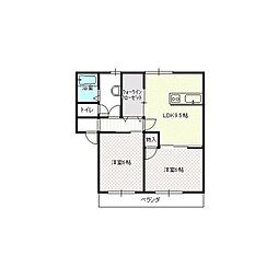 エターナル 1階2LDKの間取り