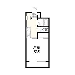 センターヴィレッヂII 1階1Kの間取り