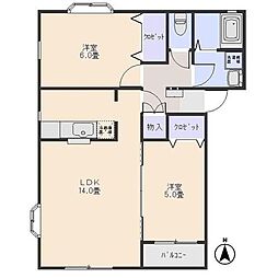 第2ＭＨハウスＩ 1階2LDKの間取り