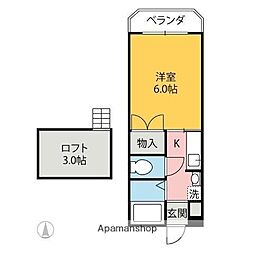 ハイセレクト 4階1Kの間取り