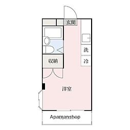 ハイツハナミズキ 2階ワンルームの間取り