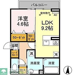 前橋市紅雲町2丁目アパート 1LDKの間取図画像