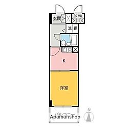 ダイアパレス前橋大友町 7階1Kの間取り