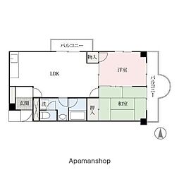 中央ビル 6階2LDKの間取り